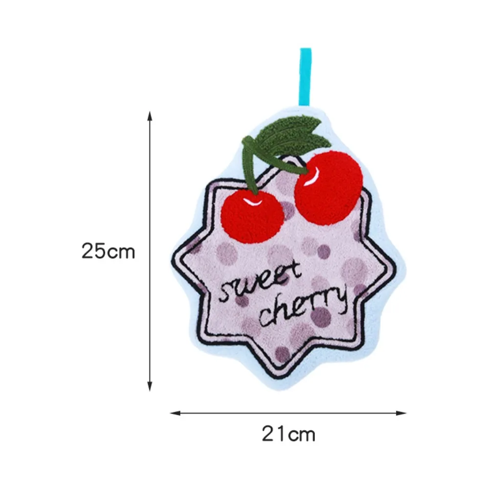 

High Quality Coral Velvet Fruits Hand Towel Thickened Absorb Water Wipe Cloth Quick-dry Hanging Kitchen Handkerchief