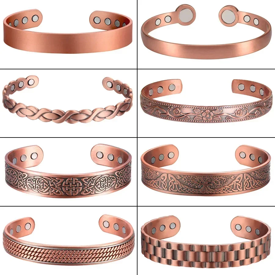 99.99% Pure Copper Magnetic Bracelets for Men Women Ultra Strength Magnetic Bangles 3500 Gauss Neodymium Magnets Wholesale