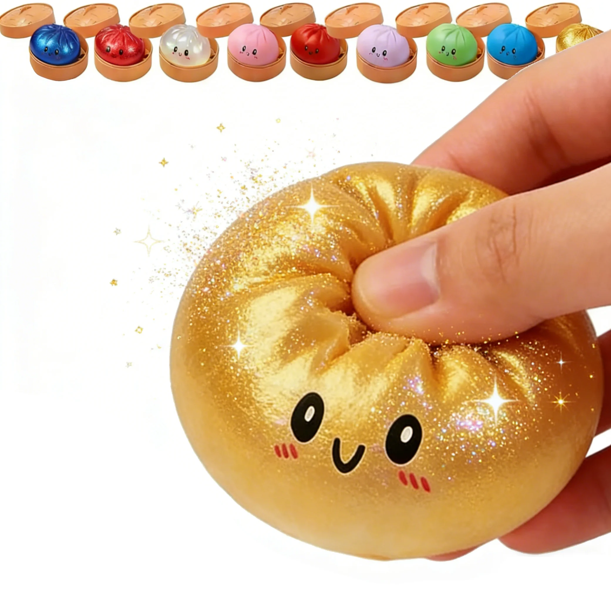 

Мягкая сенсорная игрушка-антистресс ShimmeringGlitterDumpling Squishy для снятия стресса, ASMR, для снятия тревоги при СДВГ, подарок для детей и подростков