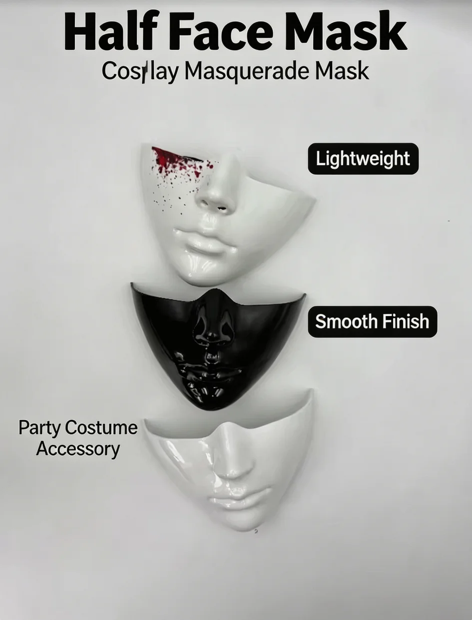 Mechanical Half Face Mask Masquerade Cyberpunk Future Technology Aesthetics Face Mask for Cosplay Carnival Fancy Dress Props