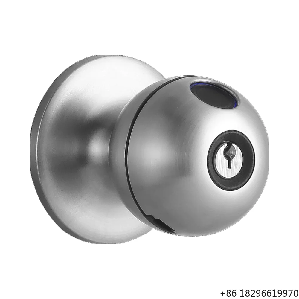 Smart Ball Lock Wood Aluminum Steel Door Fingerprint Lock with Knob for Bedroom for Wood Door