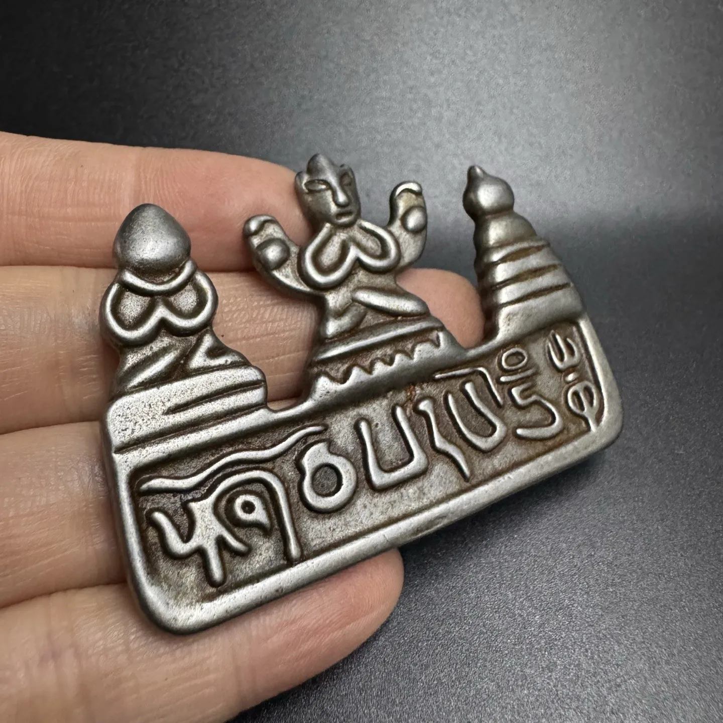 Antique Tibetan Thokcha Collectible: Vajra & Acala Mantra Ritual Amulet Pendant