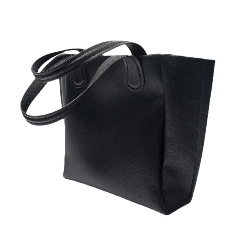 Bolso de compras negro básico de gran capacidad para mujer, bolso de mano, bolso de hombro de moda, bolsos cruzados para mujer, novedad de verano