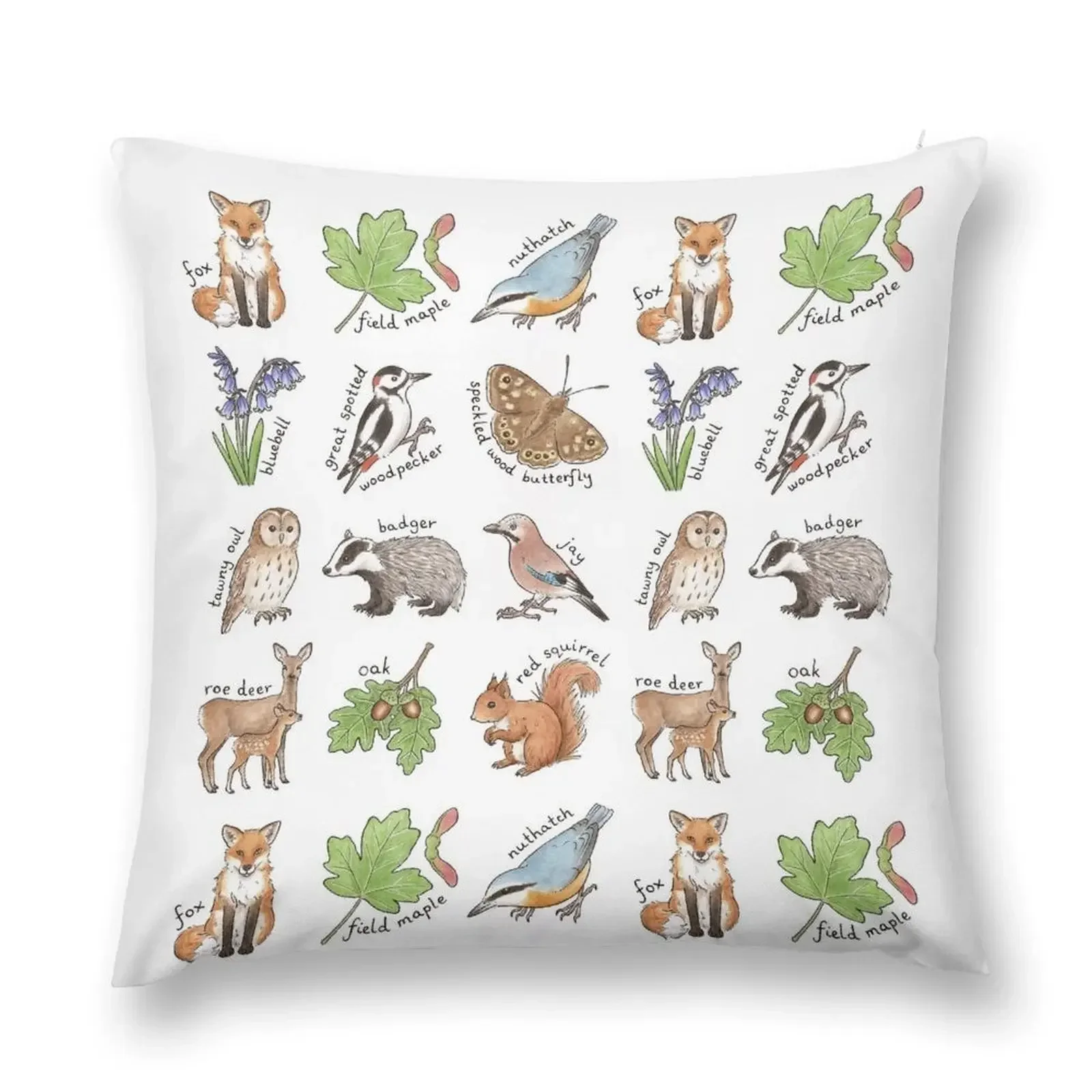 British Woodland Wildlife Throw Pillow Luxury Pillow Cover Christmas Covers bed pillows pillow