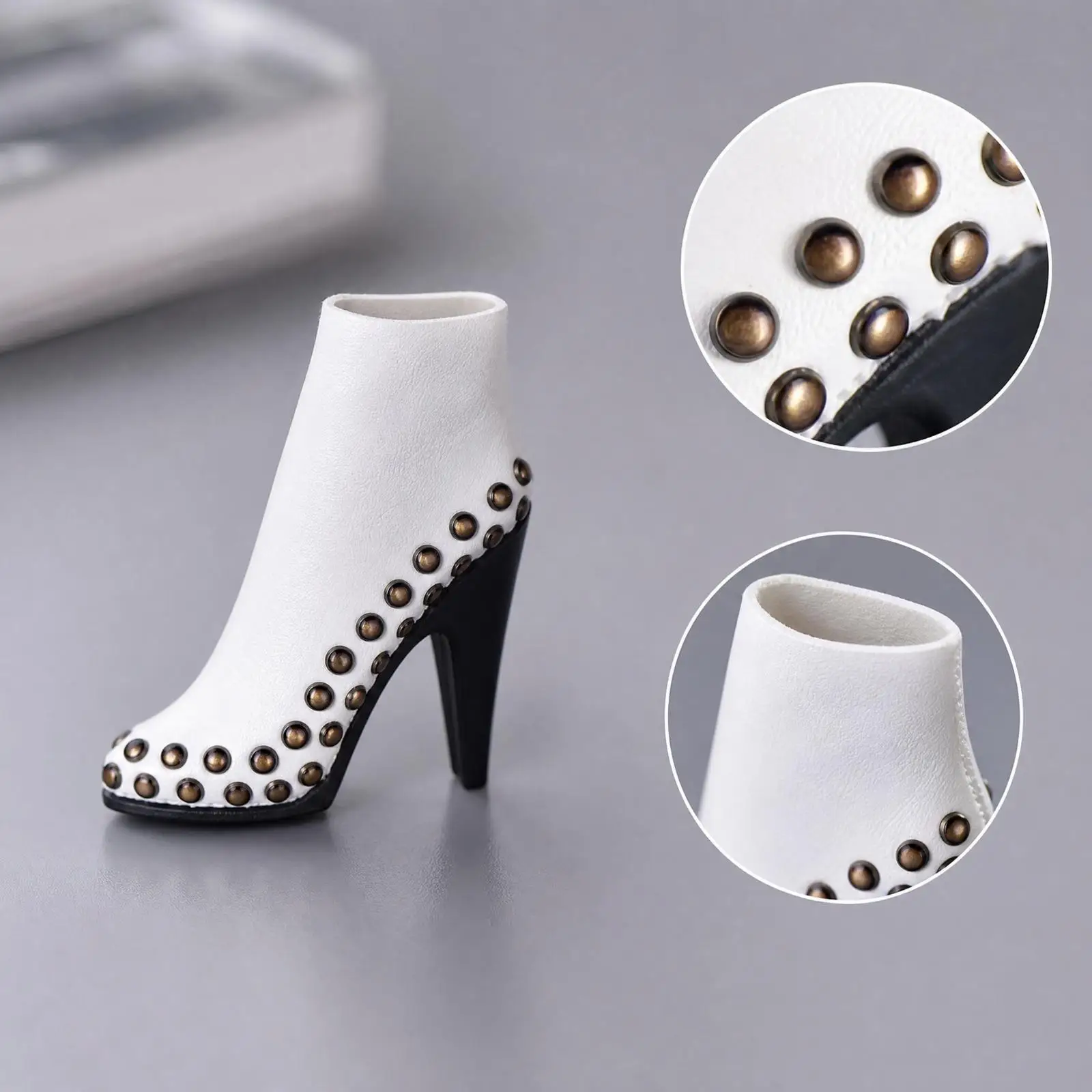 Fashion Doll Boots for 1/6 Scale Female Figures with Detachable Feet and Pointed Toe Heel