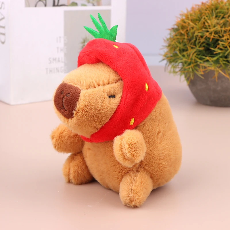 Cute Capybara Plush Toy Cartoon Kapybara Guinea Pig Pendant Soft Stuffed Doll Backpack Keychain Bag Car Key Ring Decor Kid Gift