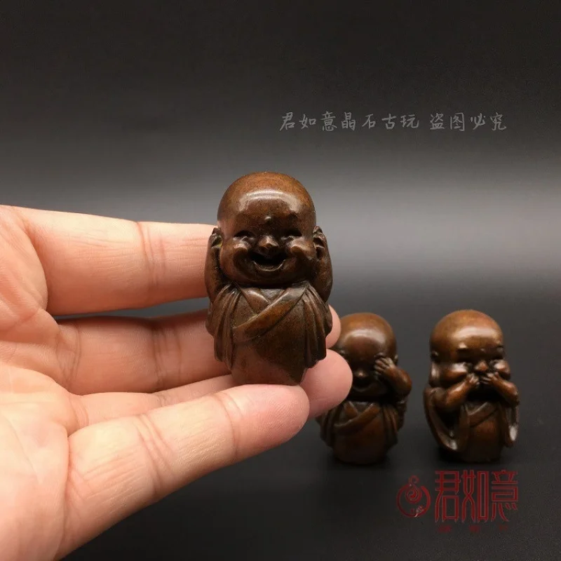 النحاس الصلب ثلاثة لا بوذا الراهب الصغير حلية لا الاستماع لا يتحدث لا رؤية المبتدئ الصغير زن زن مسار المفهوم الفني