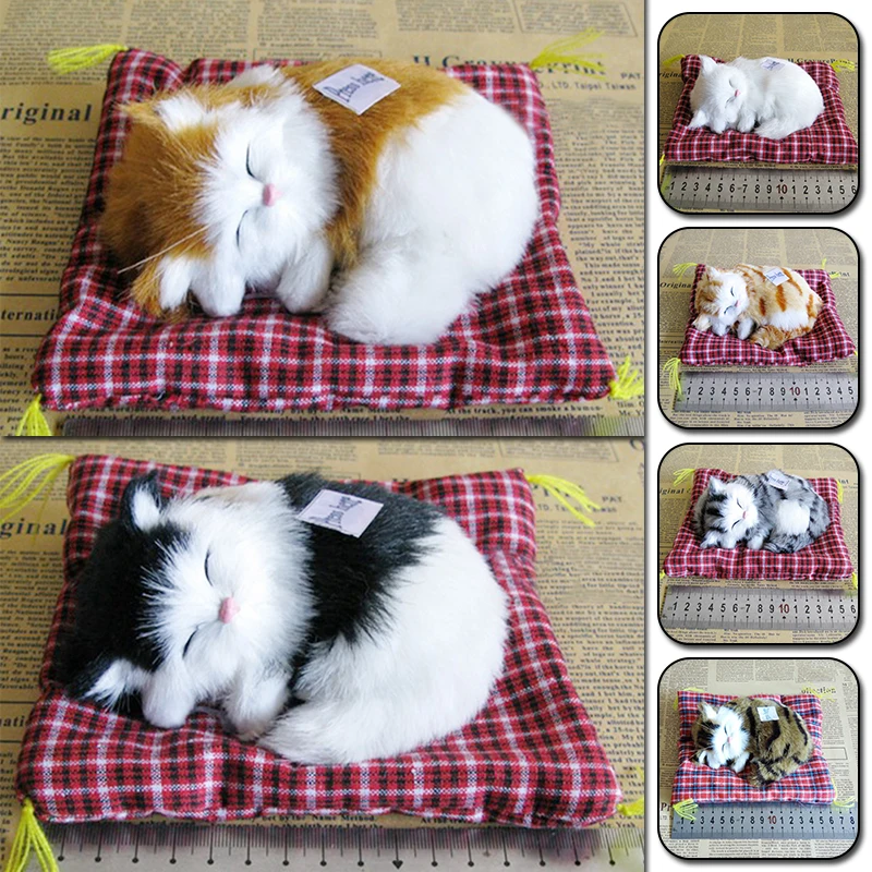 1PC Plush Animal Model Simulation Sleeping Cat With Sound Micro Landscape Garden Ornament Desktop Decoration