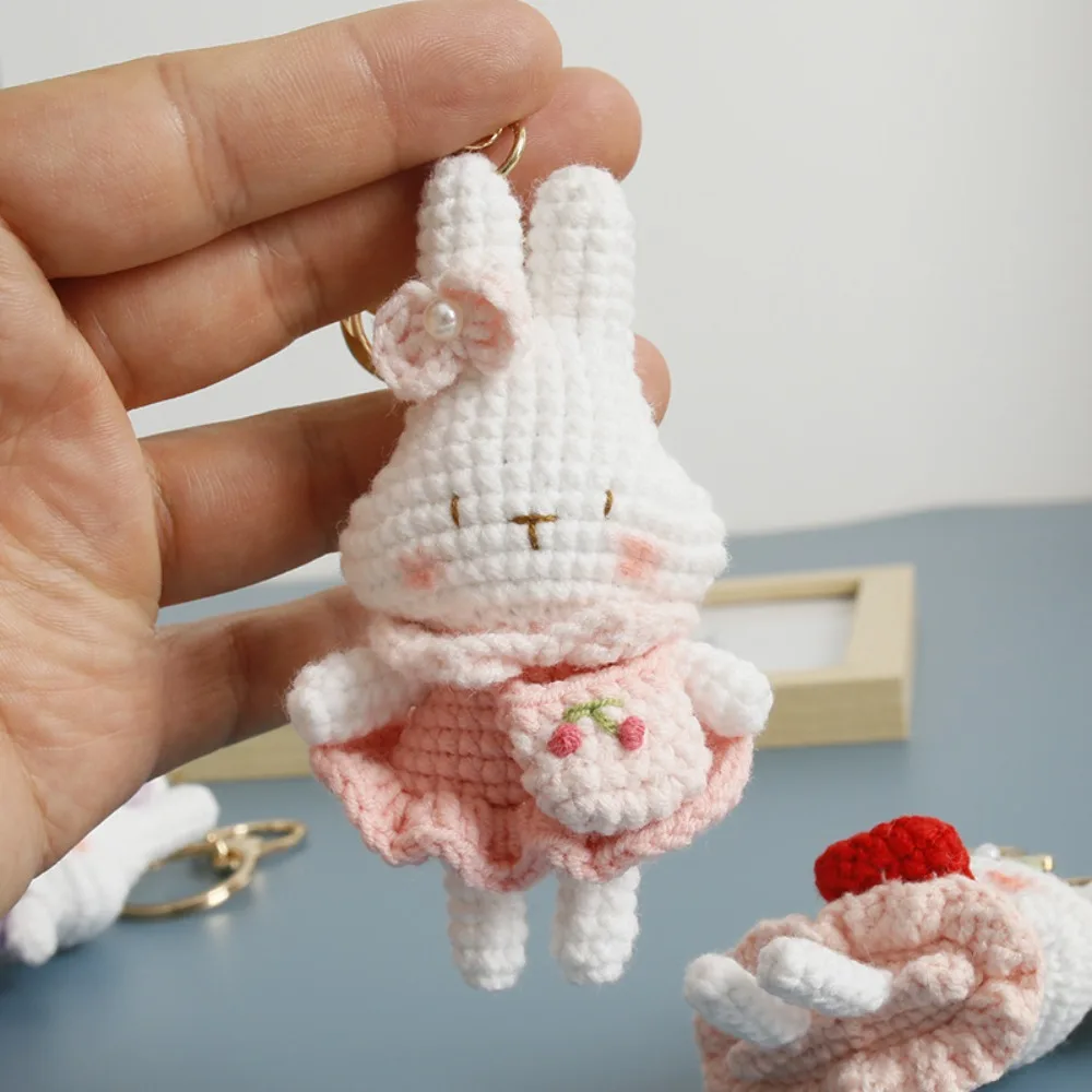 Creative Handmaking Crochet Keyrings Cartoon Carrot Knitting Bunny Keyrings Animal Cute Rabbit Pendant Bag Charm