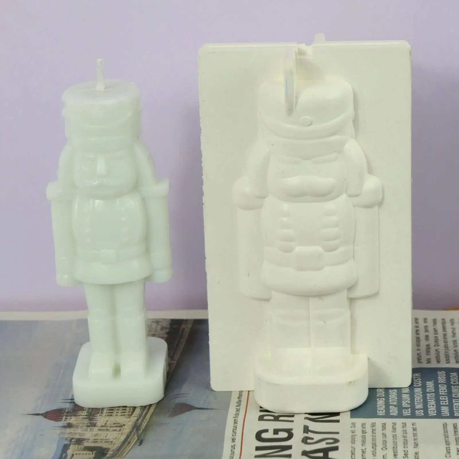 Durable Nutcracker Walnut Soldier Candle Mould Handmade Soap Silicone Mold