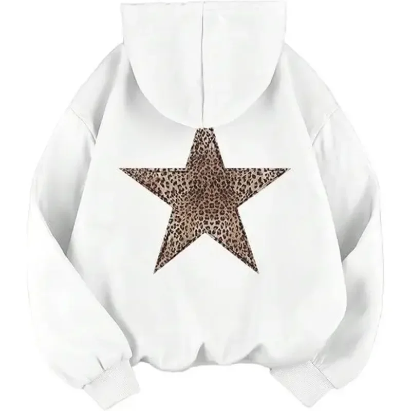 2025 Stern-Grafik Hoodies Y2k Leopardenmuster Kapuzenpullover Geparden-Hoodie Mode Lässiger HipHop Harajuku Unisex Pullover – Detail 3