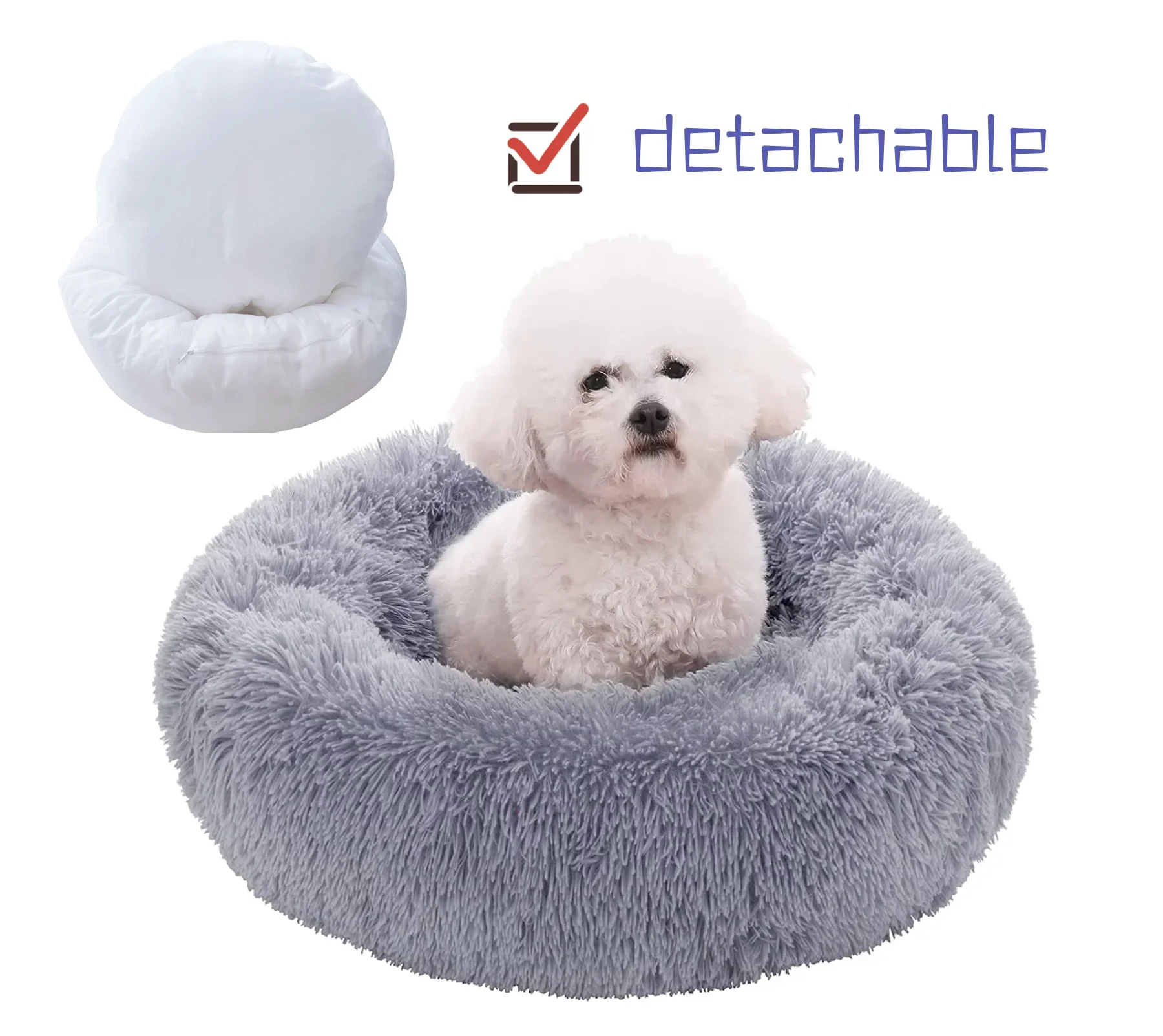 Wholesale Stylish detachable long PV plush round beds