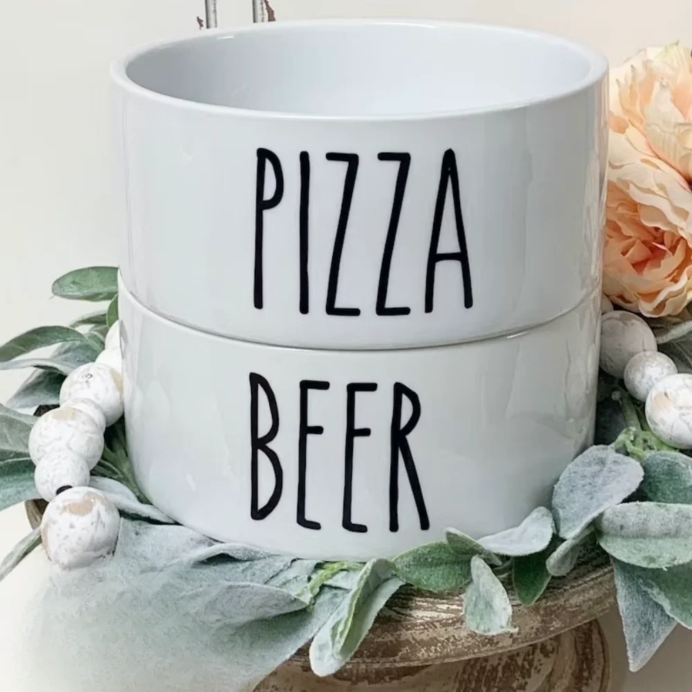 Funny Dog Food Bowl Set, Ceramic Pet Bowls, Pizza Beer, Large Pet Bowls, Small Cat Bowl, Funny Pet Bowl, Water Bowl, Food Bow