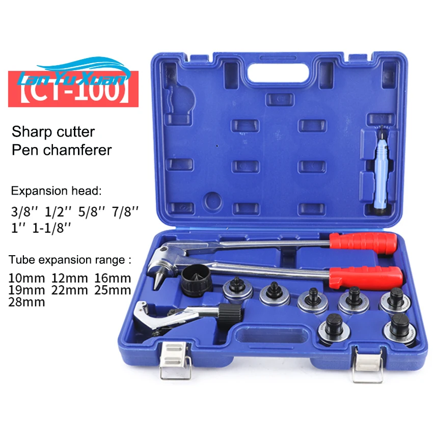 

CT-100 for 3/8"~1-1/8" Tube Cutter Flaring Tool Kit Manual Pipe Expander Expansion Device For Copper Tube Flaring Tools