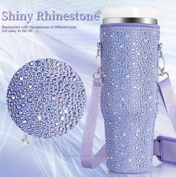 6 colors shiny rhinestone Lanyard cup protection case bag vacuum bottle compatitable for Stanley 40oz accessories vehicle