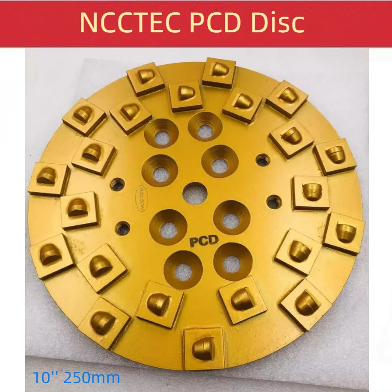 

[24 PCD Segments] 10'' 250mm Diamond PCD Grinding Head Disc Wheel Plate for EDCO Blastrac SPE Floor Grinder Remove Epoxy Coating