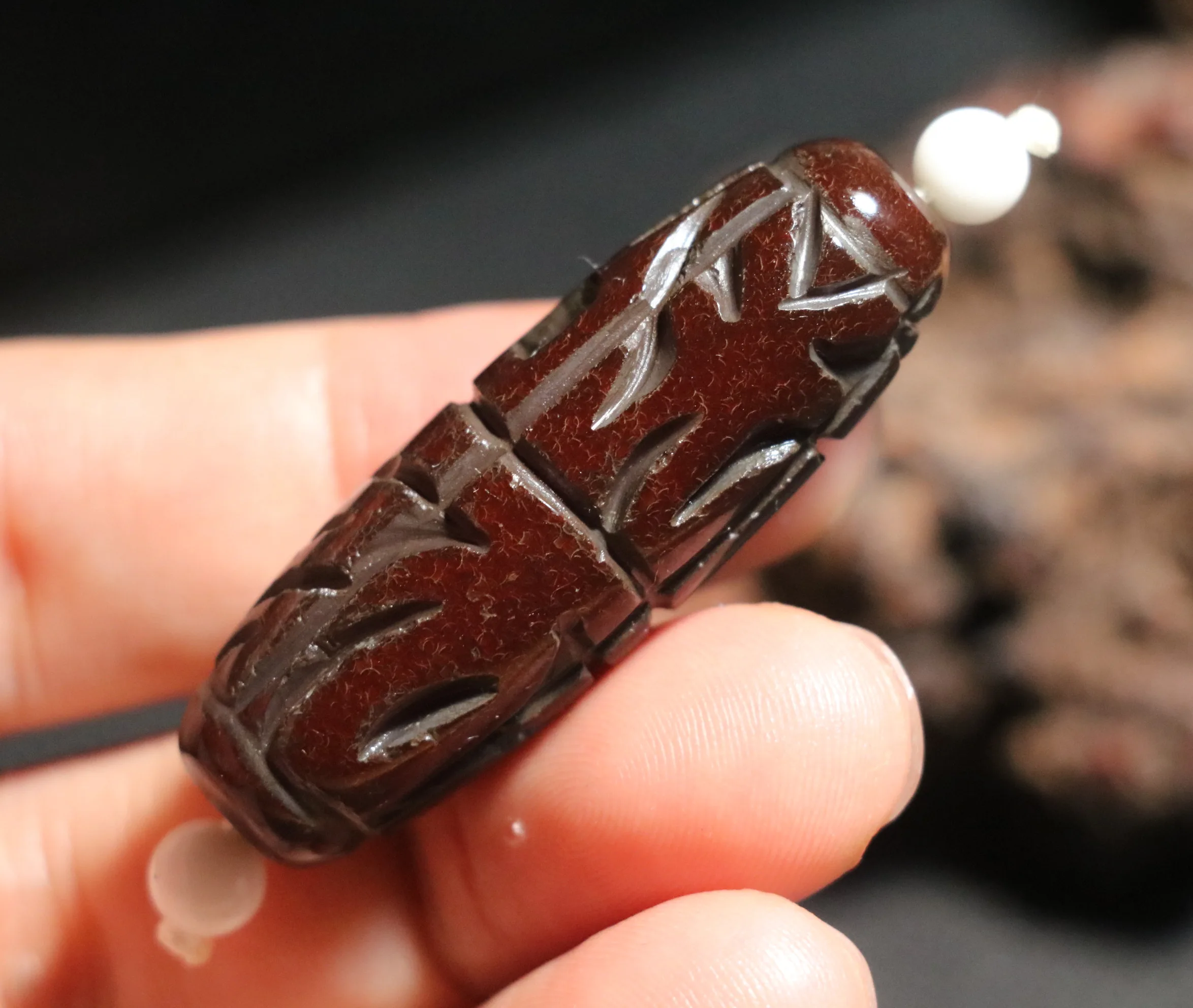 A Treasure Unique Magic Power Tibetan Old Agate OM Sculptural dZi Bead Pendant Amulet T Timestown UPD22