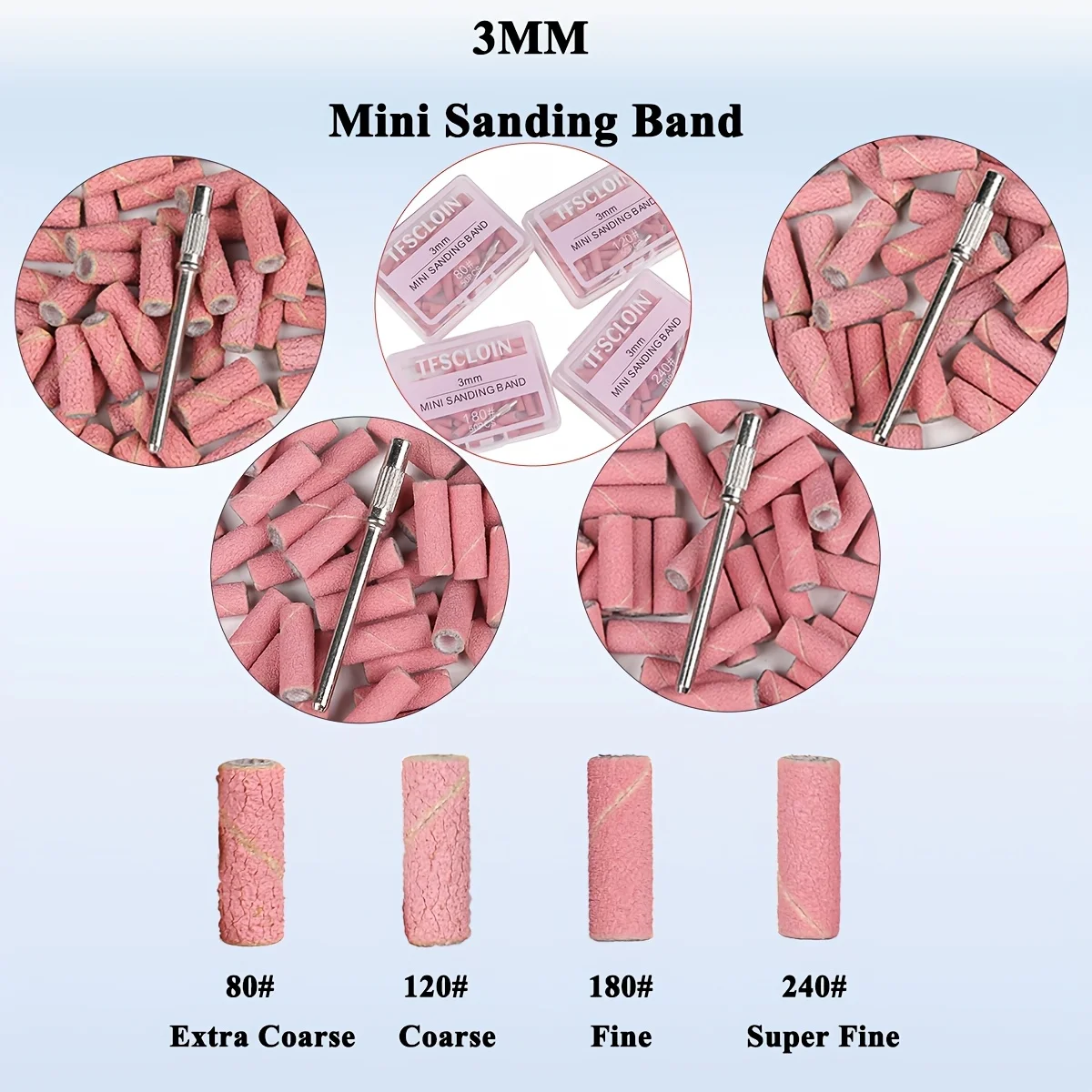 50 PCS Sanding Bands for Electric Nail Drill，Acrylic File  Removal, Manicure & Pedicure Nail Salon Professional  tools