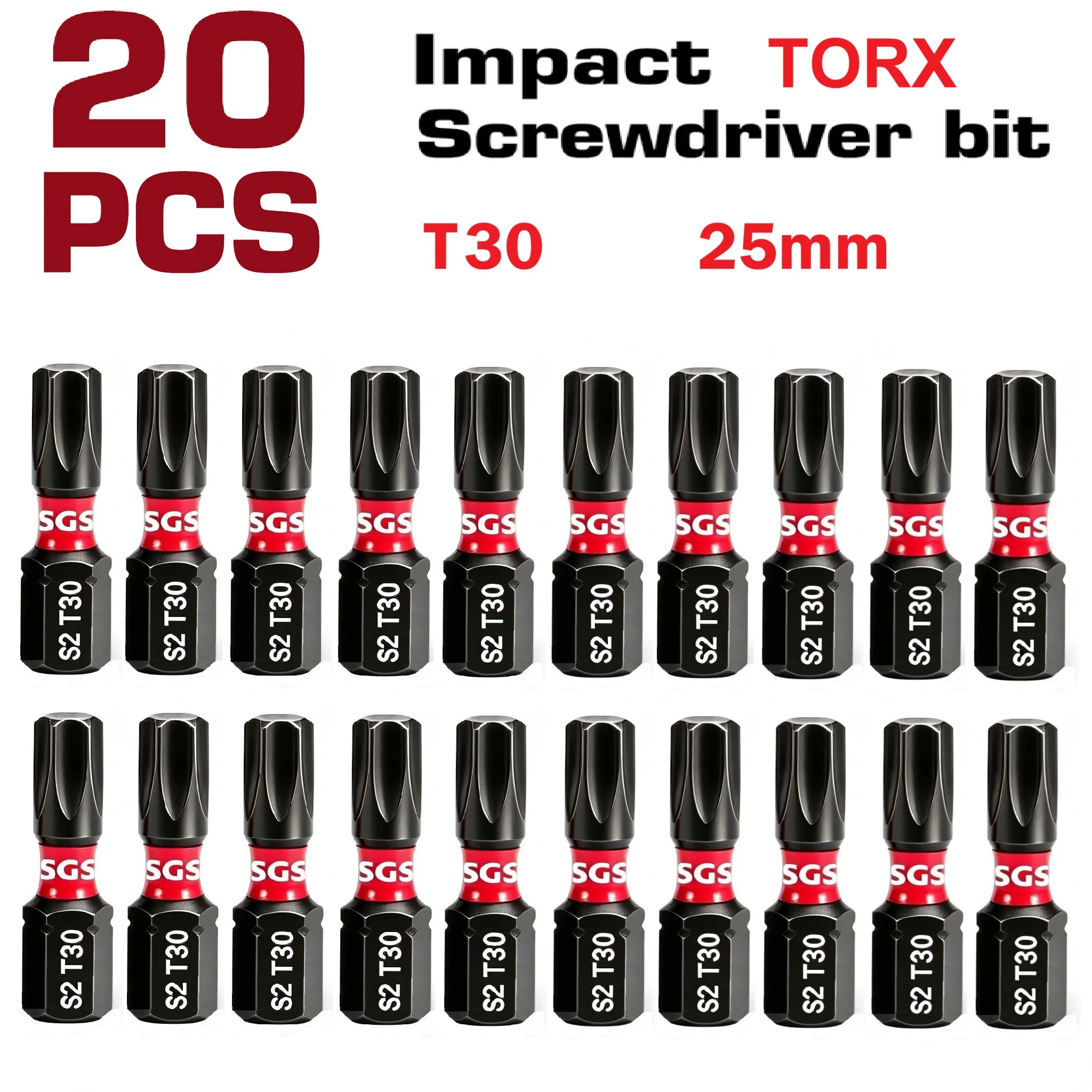 T30 Torx Screwdriver Bit 25mm Strong Magnetic S2 Steel Impact Ready Driver Bit for Drill & Power Tools