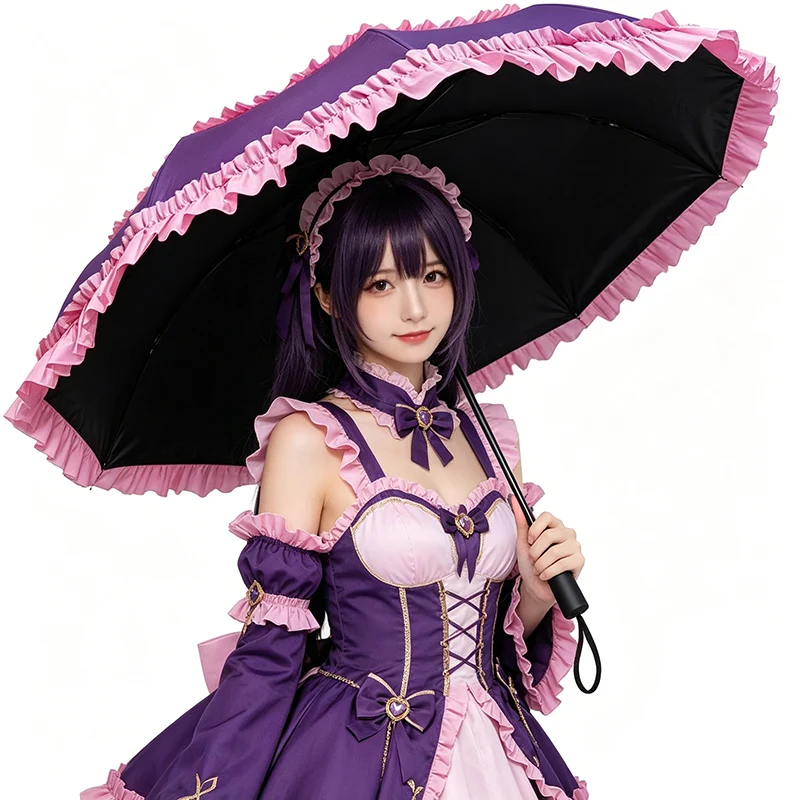 Automatic 3 Fold Waterproof Rainproof Sun Umbrella Lolita Girl Princess Female Cosplay Sunshade Parasol Windproof Photo Props