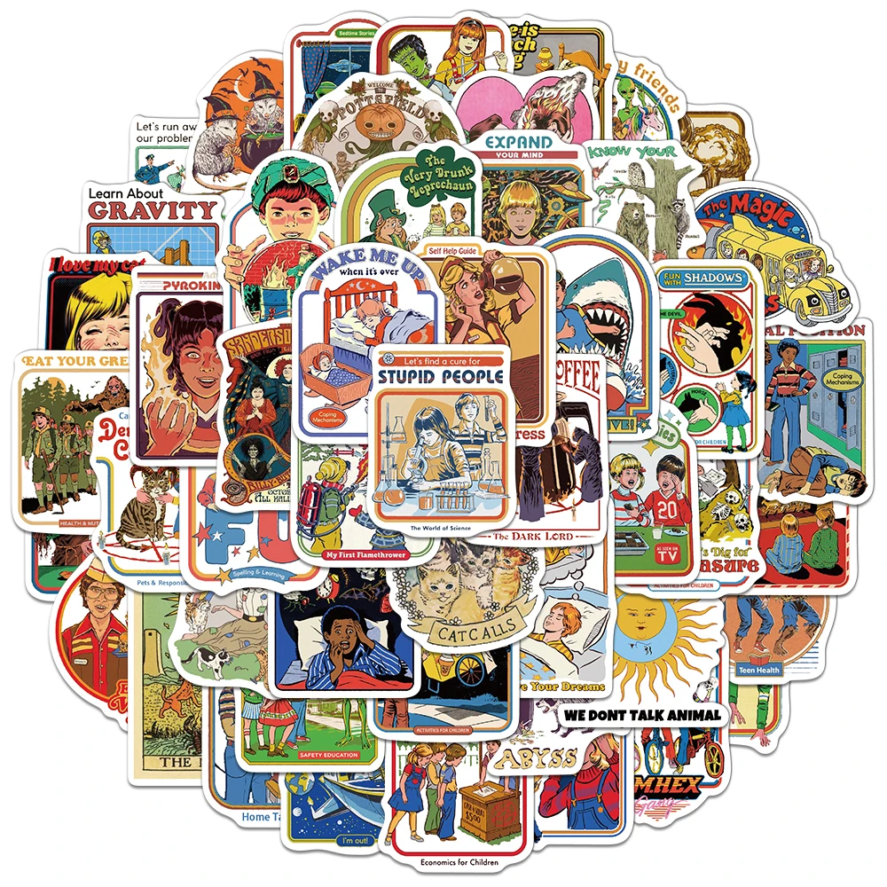 

50PCS Creative Humorous Retro Decorative Stickers Phone Case Decoration DIY Notebook Water Cup Phone Case Personalized Stickers