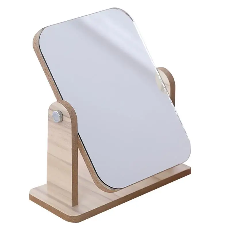 

1pc Wooden Rotatable Mirror High Definition Makeup Mirror Desktop Mirror Tabletop Mirror Rotating Cosmetics Mirror