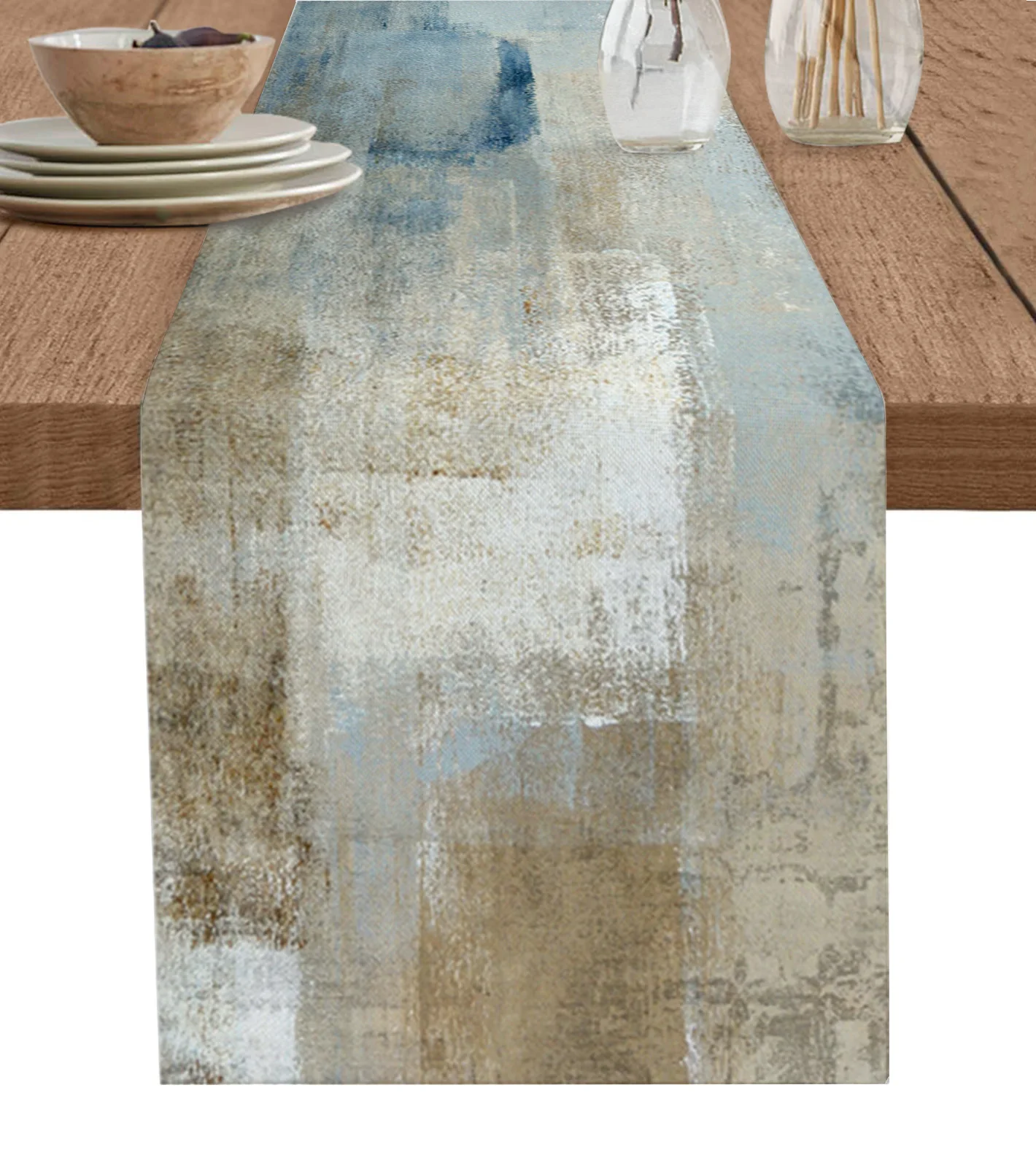 

Abstract Oil Painting Texture Linen Table Runners Kitchen Table Decoration Dining Table Runner Wedding Party Supplies