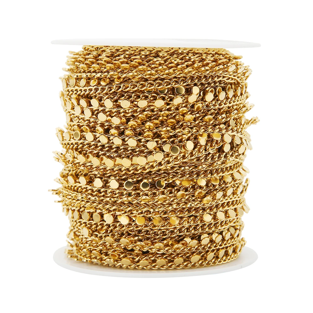 1 Meter PVD Gold Stainless Steel Flat Snake Chains for DIY Jewelry Boho Pendant Necklaces Bracelets Earrings Findings Supplies
