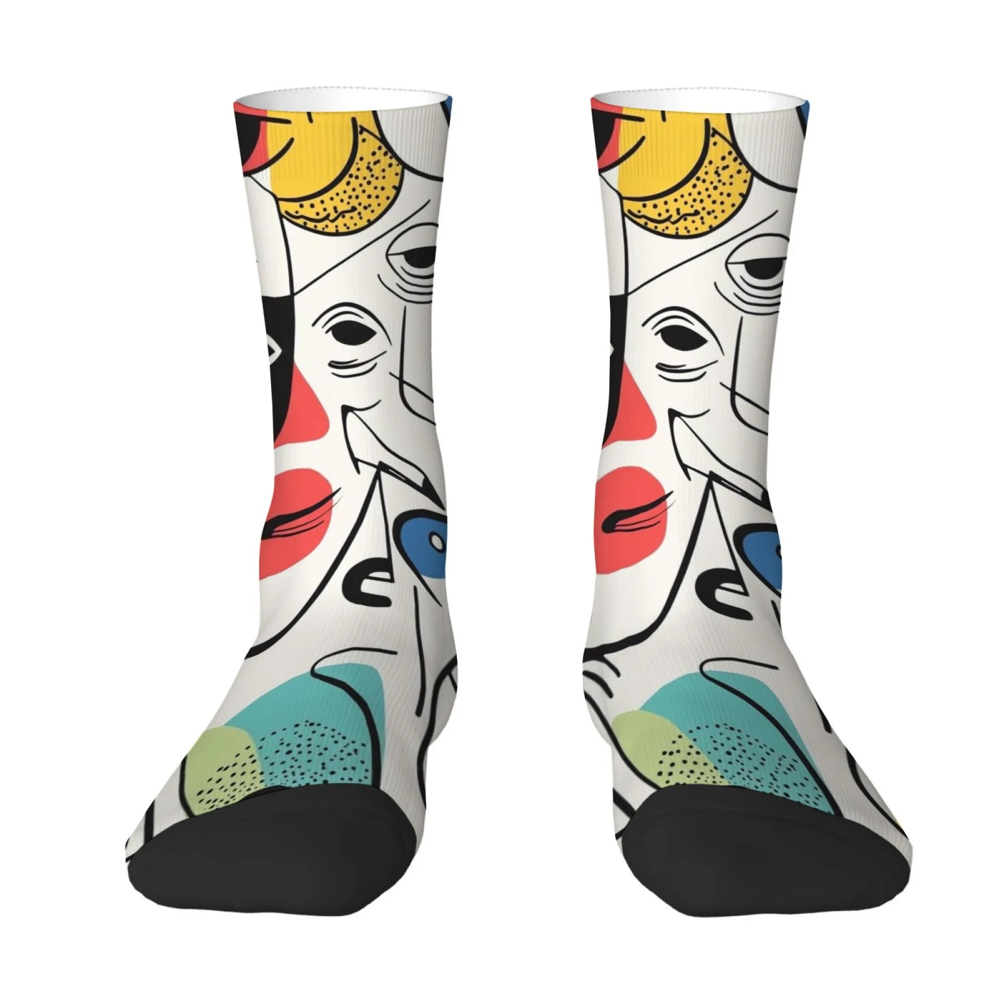 

Picasso-style Abstract Print Mid-calf Socks Soft and Comfortable Against The Skin Street Art Style Fashion Socks Happy Gift