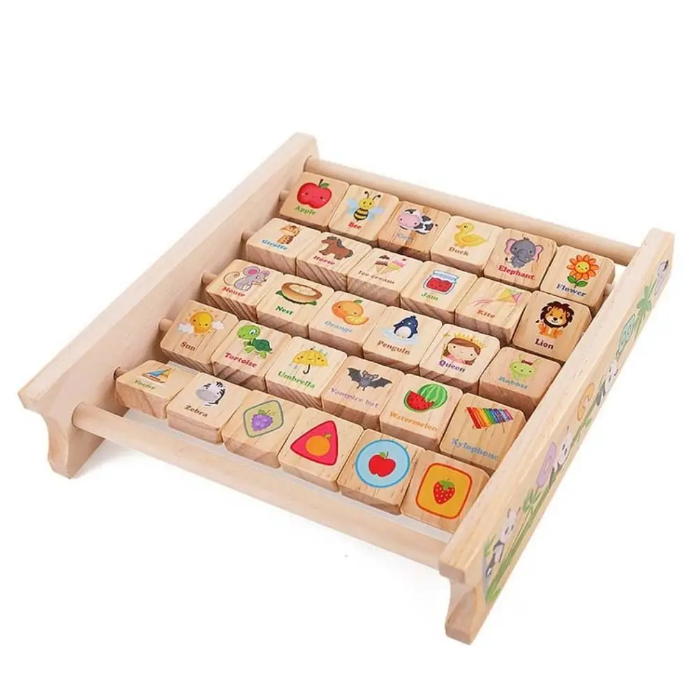 Letra do alfabeto inglês brinquedo cognitivo aritmética padrão dos desenhos animados placa de letras de madeira aprendizagem grânulo ábaco educação precoce placa