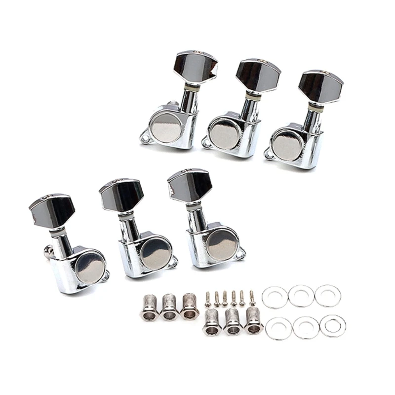 מנעול גיטרה מיתרים 3R3L נעילה גיטרה מפתח כוונון יתדות ראש מכונת גיטרה