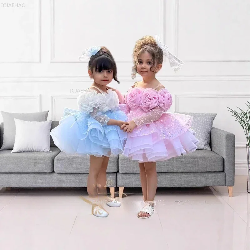 

Girls Party Dress Princess Birthday Gownl Performance Pageant Formal Celebration Clothes Children Flower Girl Host Piano Recita