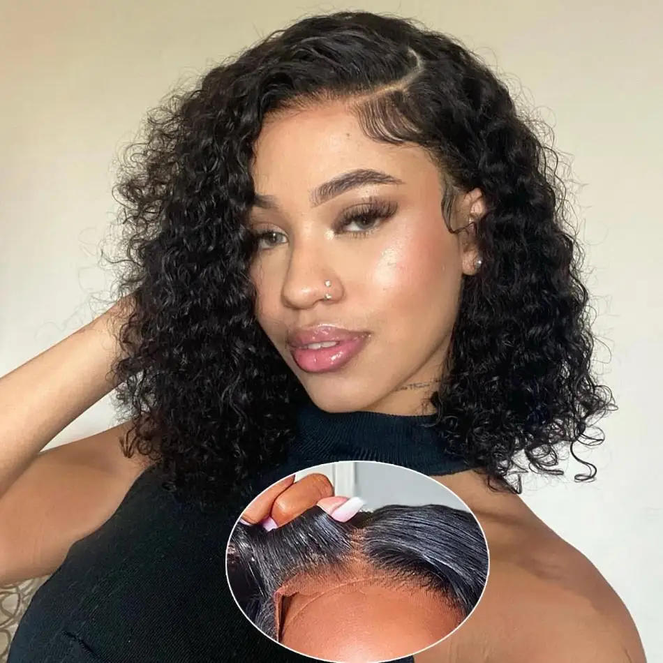 Glueless Curly Wigs Short Bob Wig Lace Front Wigs 4X4 Human Hair  Closure Wigs 5X5 Hd Lace Frontal Wig Human Hair Hd Lace Wig