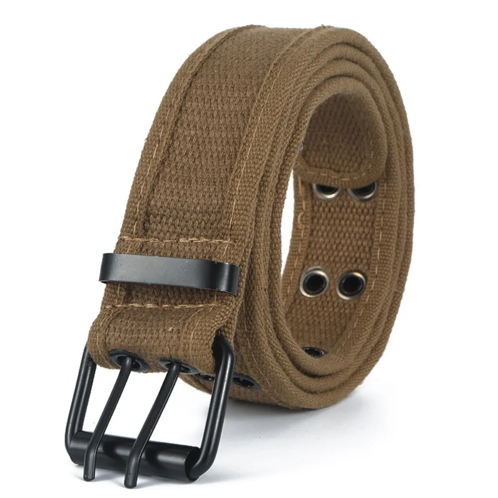 

Casual Versatile Men Belts Double Row Hole Durable Canvas Belt Adjustable Nylon Webbing Belt Unisex