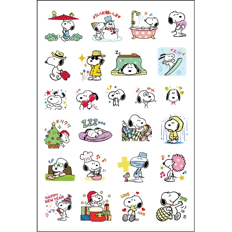 24pcs Snoopy Charlie Stickers Cartoon Cute DIY Scrapbook Students School Diary Anime Decoration Stationery Decals Kids Toys