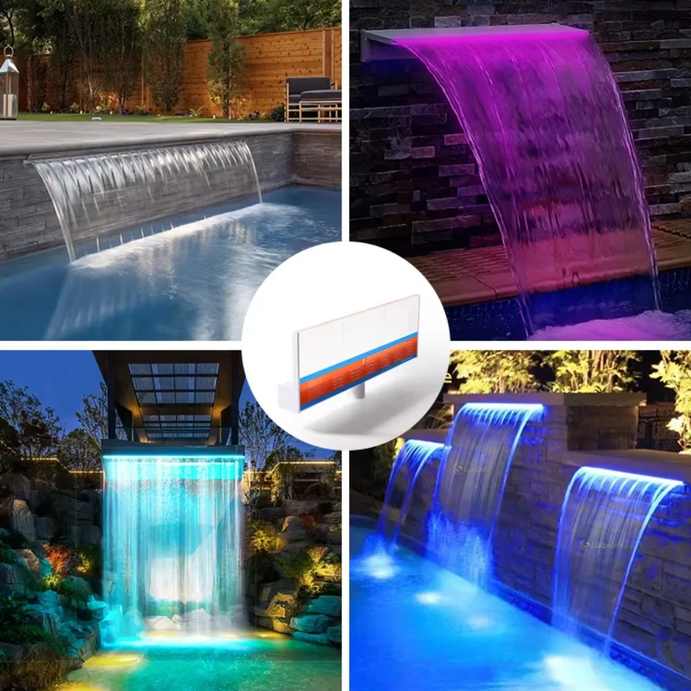 Acrylic Wall Mounted Swimming Pool Cascade Blade Waterfall Sheer Descent for Pool and Pond Decoration