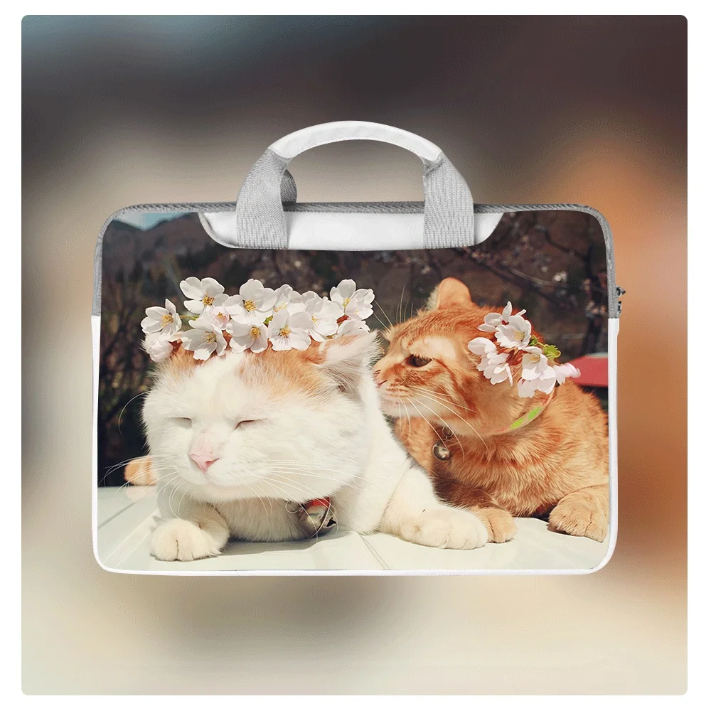 

Stylish Kitten Print Laptop Bag 14 15 16 Inch Organizer Waterproof Shockproof Laptop Sleeve with Pockets for Travel Work Office