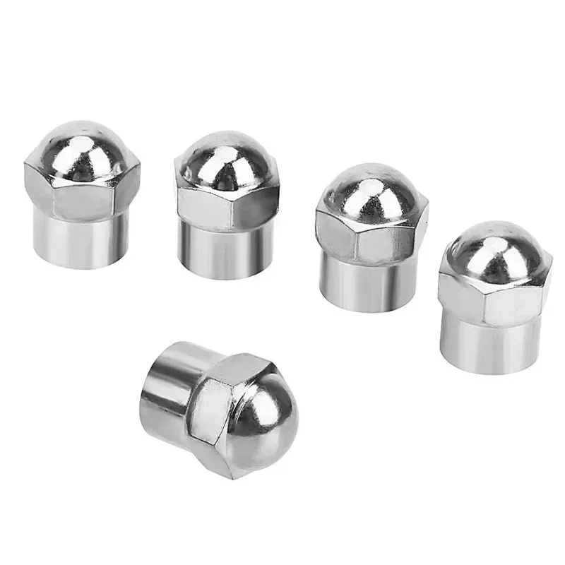 1/50pcs Tire Accessories Car Tyre Air Pressure Cap Car Wheel Tire Valve Stem Cap Chrome Plated Airtight Cover Plastic Round Head