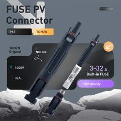 TOMZN Solar PV Inline Fuse Holder IP67 Waterproof 1000V 1100V DC Solar Panel Cable String Connector Protection 10A 15A 20A 30A