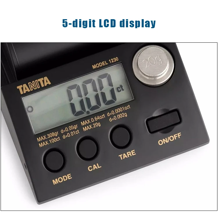 Tanita 1230, tragbare Edelsteinwaage, Mini-Diamantwaage mit Zugluftschild, faltbar, fester Einband, 0,01 Karat Präzision für Juweliere – Detail 3