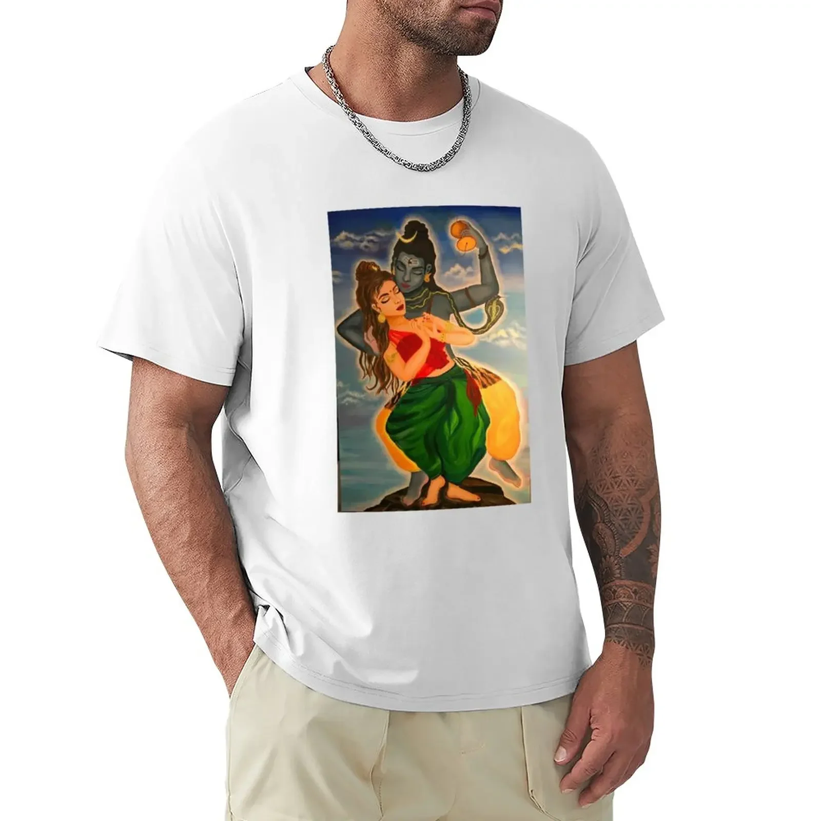 Shiva and Parvati Dance painting T-Shirt for a boy oversizeds quick-drying funny t shirts for men