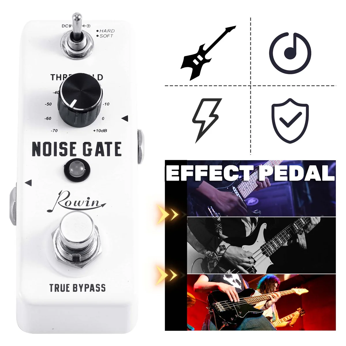 Rowin Guitar Noise Killer Noise Gate Suppressor Effect Pedal