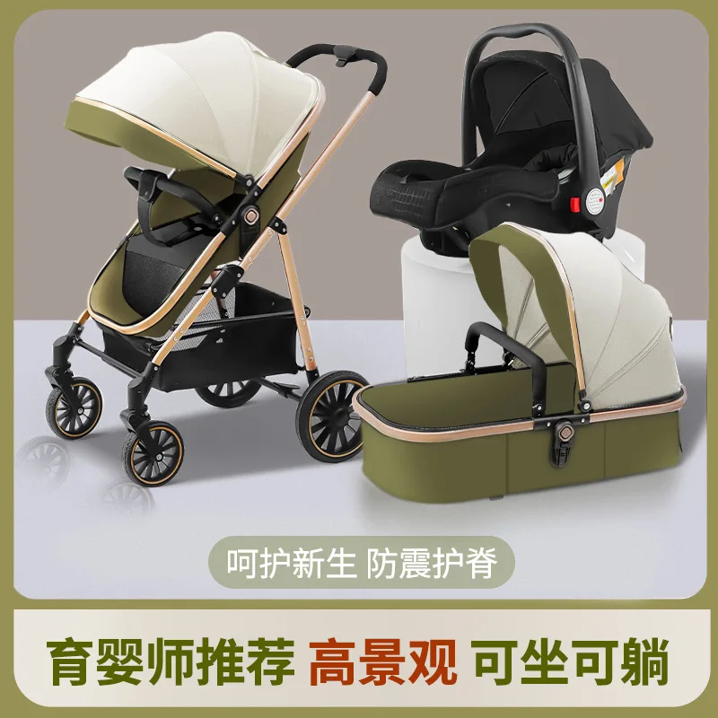 

Baby Stroller Lightweight Foldable Can Sit or Lie High Landscape Sleeping Blue Directional Newborn Baby Stroller