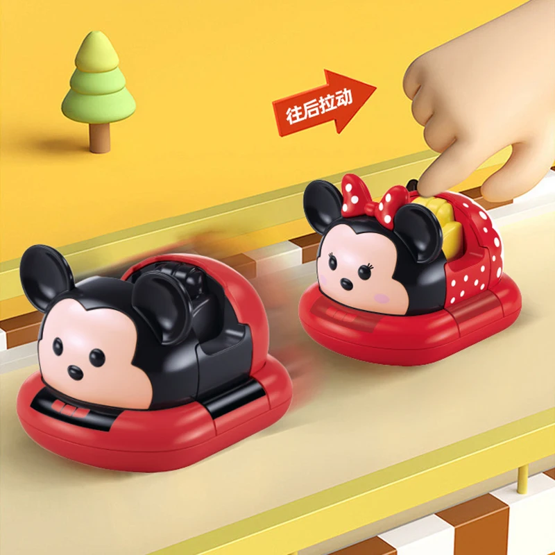 Toy Story Inside Out Mickey Mouse Bumper Car Double Power Car Assembly Model Pull-Back Vehicle Kids Educational Christmas Gift