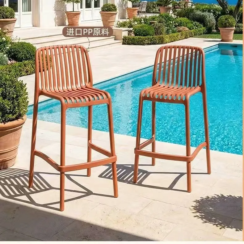 Simple household plastic stackable leisure chair balcony outdoor chair