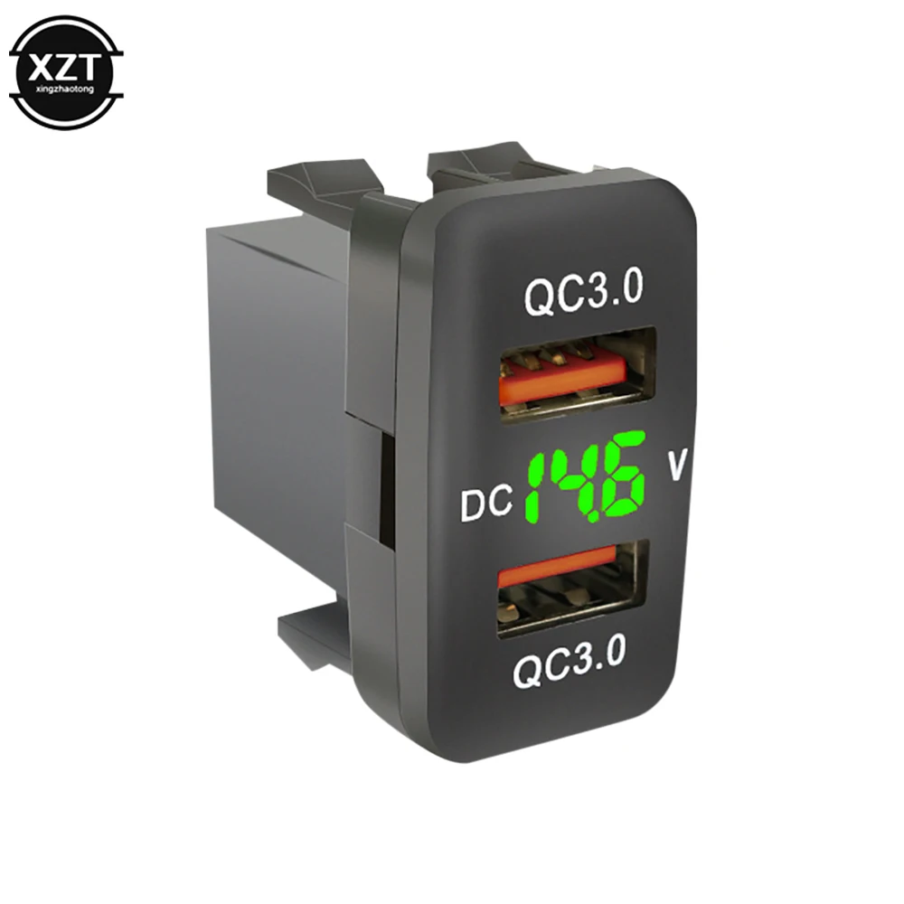 

Dual USB QC3.0 Car Socket Charger 12-24V Voltmeter LED Car Accessories Power Adapter For Toyota Quick Charge For Mobile Phone