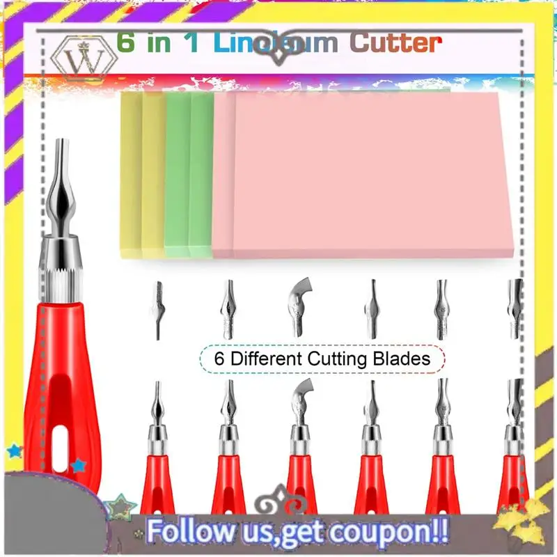 AU33-22Pcs المطاط ختم صنع عدة نحت كتلة ختم صنع عدة ، قاطع Linoleum DIY بها بنفسك ختم نحت الحرفية