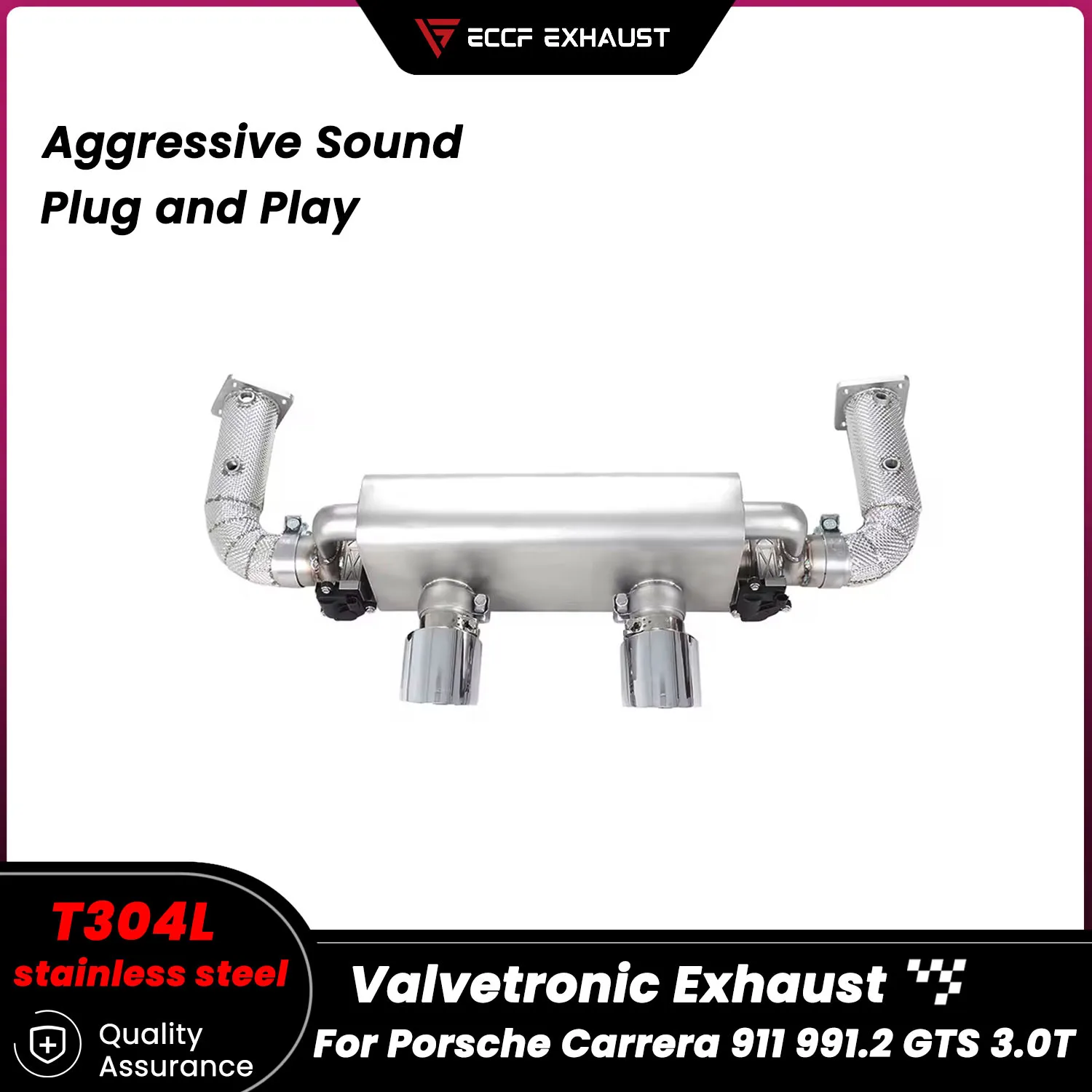 

Sporty Valvetronic Catback Exhaust for Porsche Carrera 911 991.2 GTS 3.0T Freely Adjustable Sound Control Easy Installation