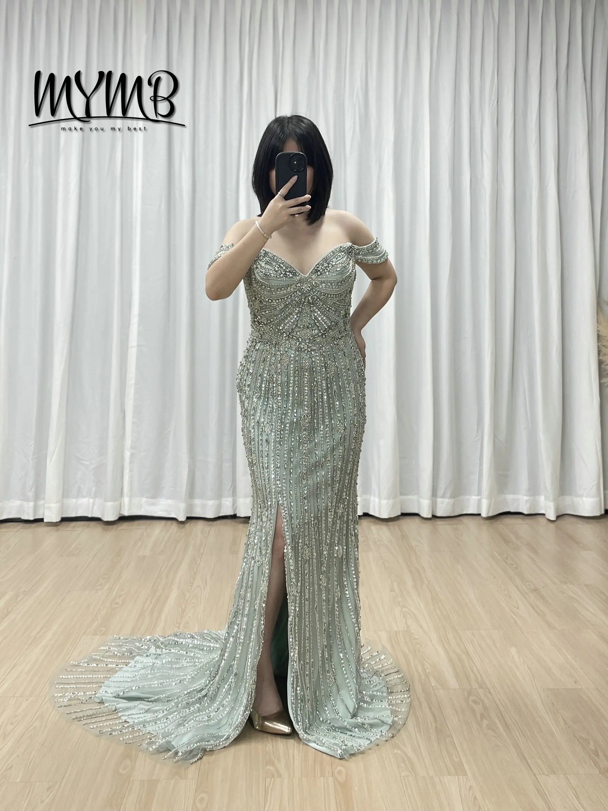 

MYMB Изящное роскошное торжественное платье с открытыми плечами, лифом из бисера, силуэт русалки, сверкающие блестки в полоску для вечеринки MB40408B