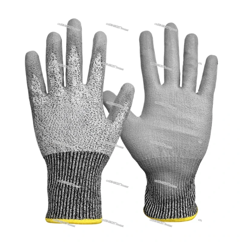 3 pares QearSafety Cut 3 luvas de segurança de trabalho de fio HPPE, palma fina revestida de PU, antiderrapante